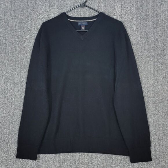 Banana Republic Sweater Mens Large Black 100% Cashmere V-Neck Classic Preppy - Picture 1 of 11
